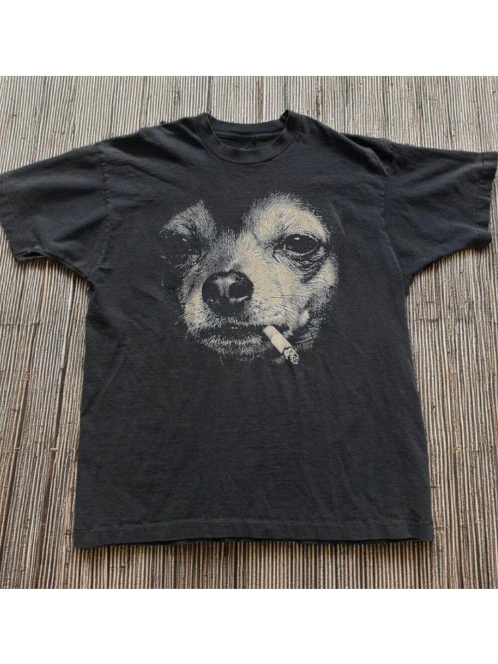 Chihuahua smoking cigarette graphic black cotton